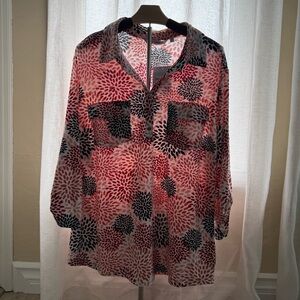 Emily Daniels Women's Multicolor Knot Top Reo Red Starburst Size 1X NWT